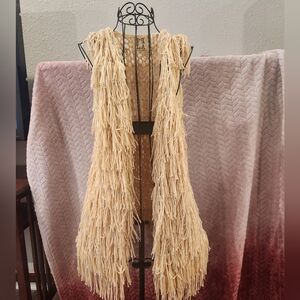 Fun Fringed Cream Decorative Vest by PP LA Clothing. Great For Holiday Dress Up